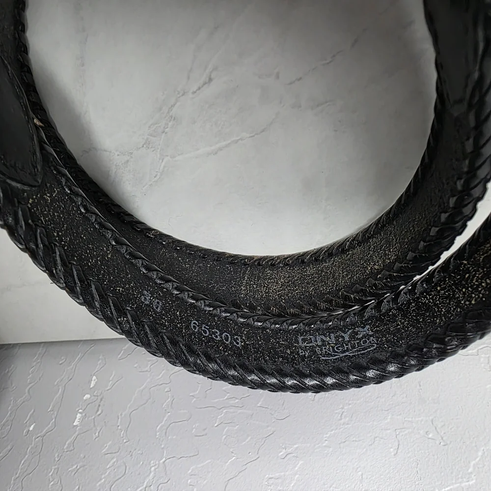 Vintage‎ Onyx By Brighton Western Black Leather Belt Men Size 30